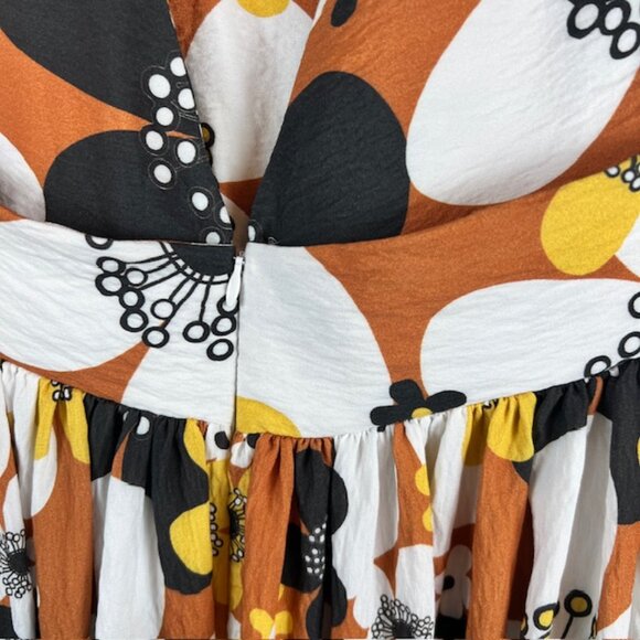 Dodo Bar Or Jenny Long Dress Brown Retro Floral Maxi Size Small - Picture 7 of 11